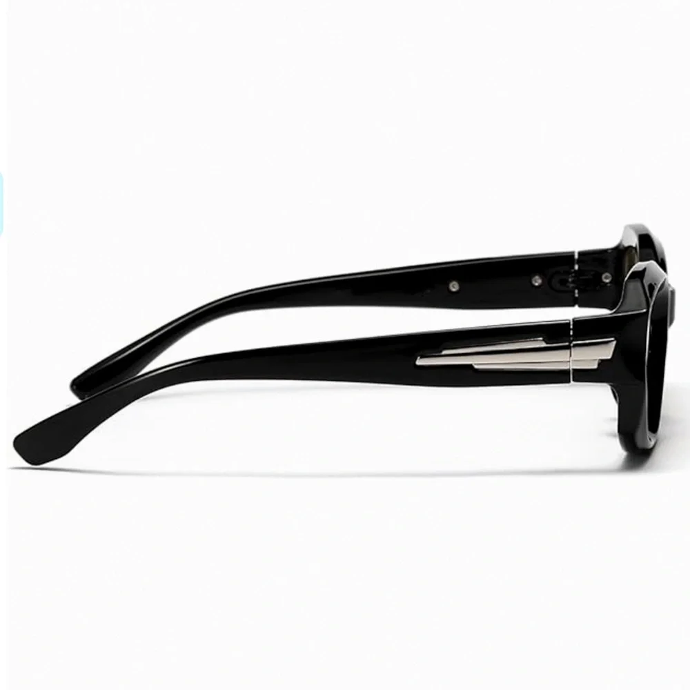 Black Clear Tint Retro Trendy Rectangle Men Women Square Frame Trendy Glasses - Picture 4 of 5